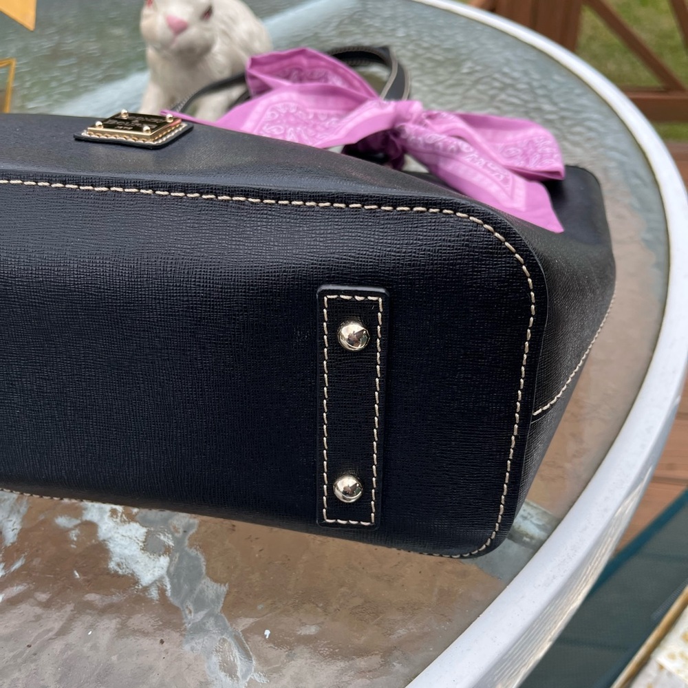 Dooney & Bourke Black Tote with Pink Twilly - Picture 6 of 6